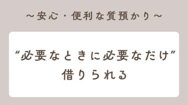 “必要なときに必要なだけ”借りられる安心の質預かり